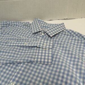 Mizzen + Main Leeward Trim Fit Stretch Polyester Blue & White‎ Check Shirt XXL